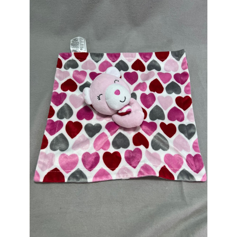Baby Essentials Lovey Pink Bear Minky Soft Hearts Plush Security Blanket 2019